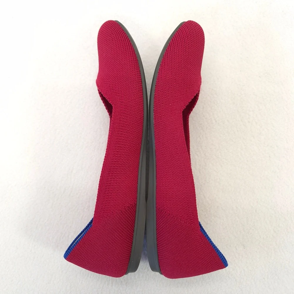 Rothys The Flat Red Knit Round Toe Ballet Flats Womens 6